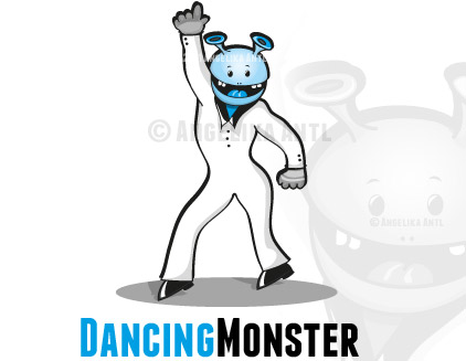 Nur Samstag Nacht ist schöner, Illustration Logo Maskottchen  Dancing Monster